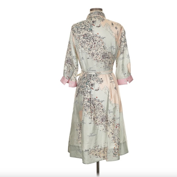 Rani Arabella Italian Map Silk Print Dress - Picture 6 of 11